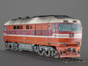 passenger diesel locomotive train 3D Model