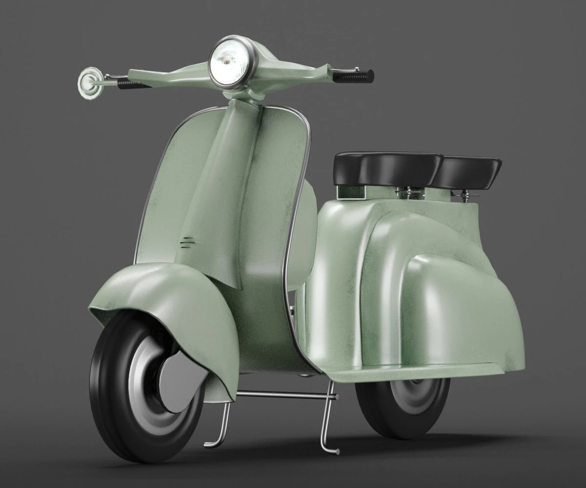 vintage retro scooter 3D Model .c4d .max .obj .3ds .fbx .stl .blend
