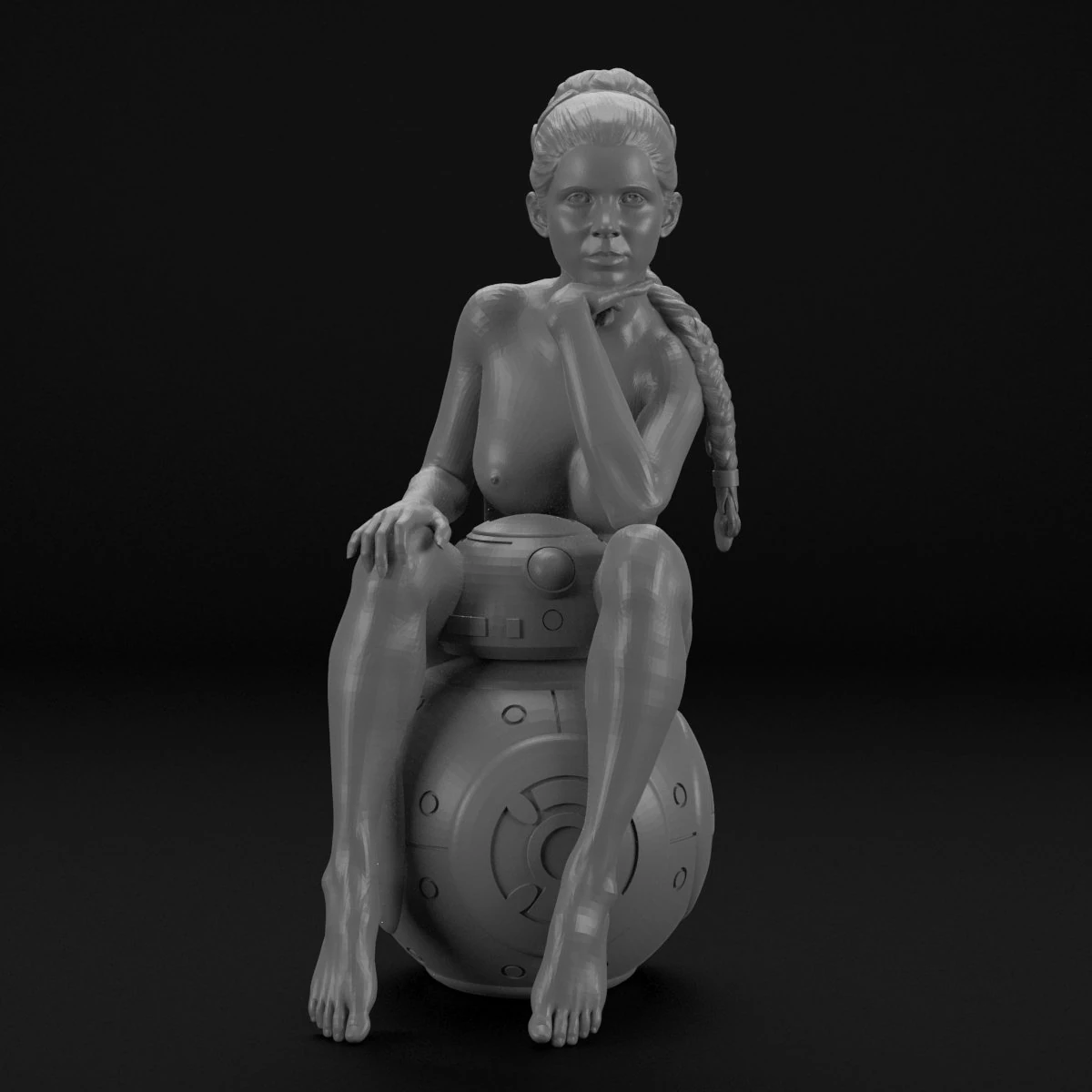 princess and bb-8 3D Print Model .c4d .max .obj .3ds .fbx .stl .blend