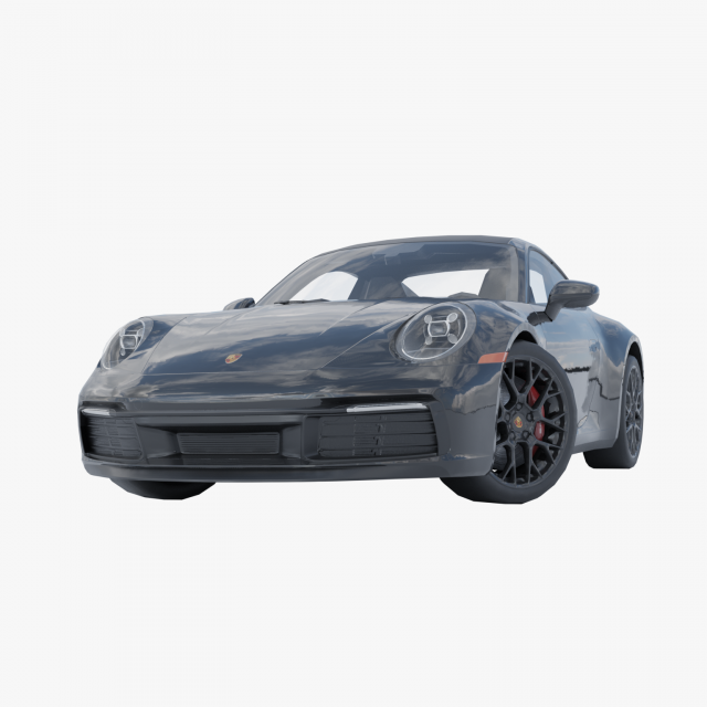 Porsche 911 Carrera 4 GTS low poly 3D 3D Model .c4d .max .obj .3ds .fbx .stl .blend 