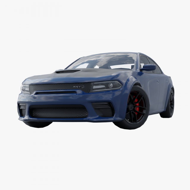 Dodger Charger Hellicat Low-poly 3D 3D Model .c4d .max .obj .3ds .fbx .stl .blend