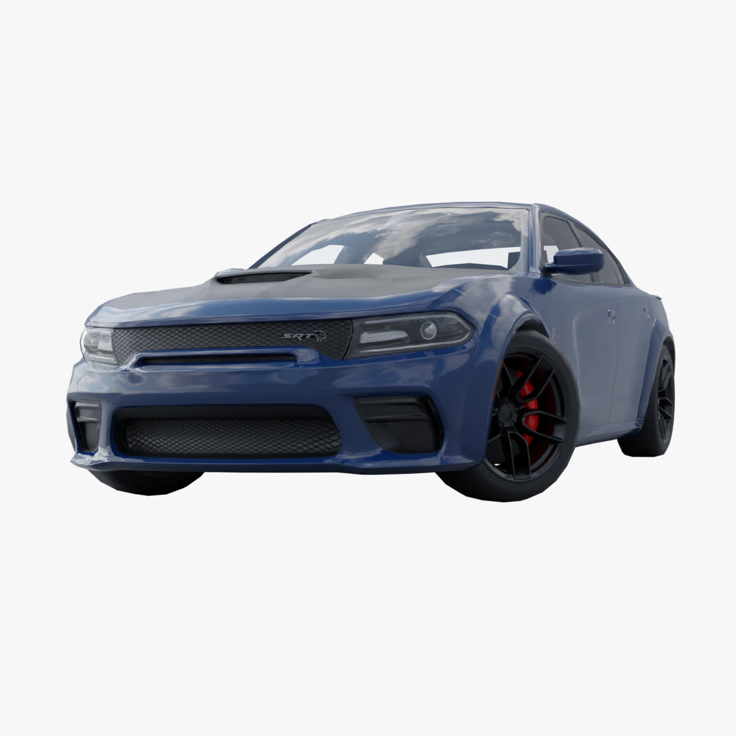 Dodger Charger Hellicat Low-poly 3D 3D Model .c4d .max .obj .3ds .fbx .stl .blend 