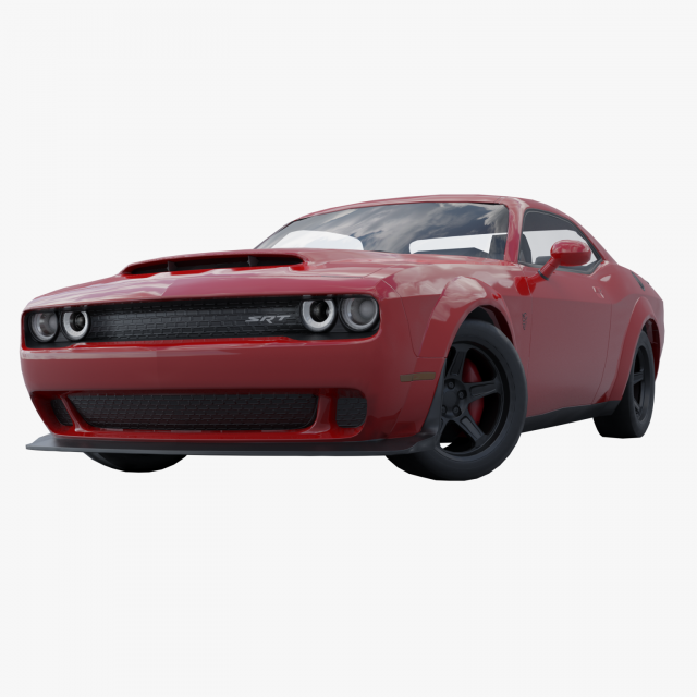 Dodge Challenger SRT Low-poly 3D Modello 3D .c4d .max .obj .3ds .fbx .stl .blend 