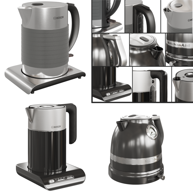 Teapots set 3D Model .c4d .max .obj .3ds .fbx .stl .blend 