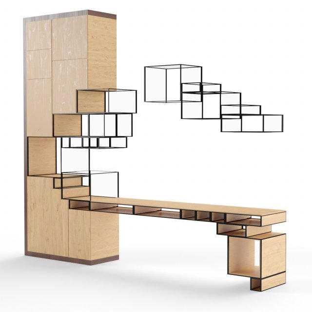 computer desk 3D Model .c4d .max .obj .3ds .fbx .stl .blend 