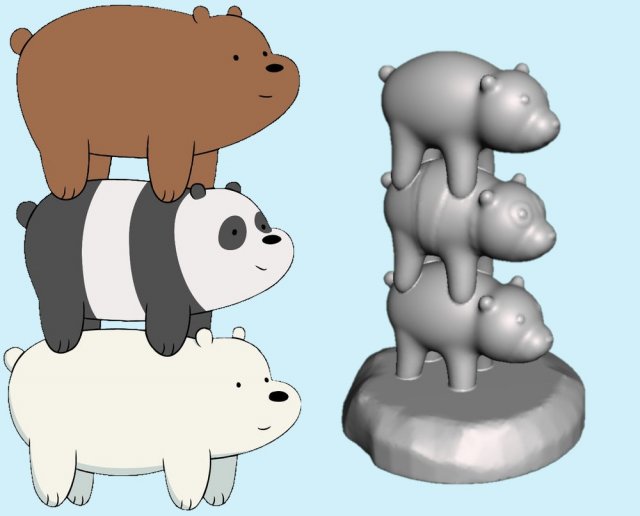 we bare bears model for 3d print 3D Baskı Modeli .c4d .max .obj .3ds .fbx .stl .blend 