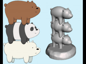 we bare bears model for 3d print 3D Baskı Modeli
