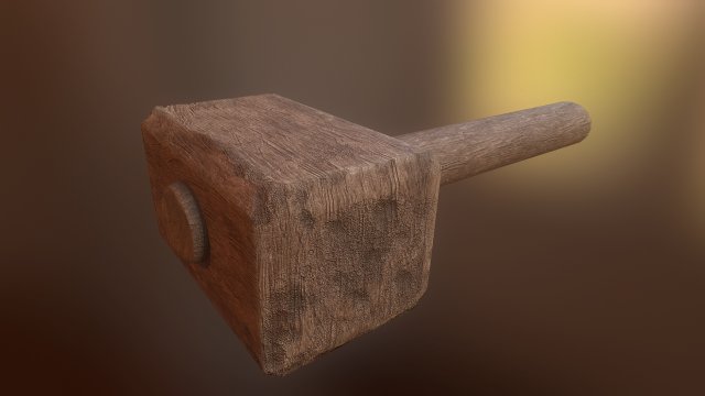 wooden hammer 3D 模型 .c4d .max .obj .3ds .fbx .stl .blend