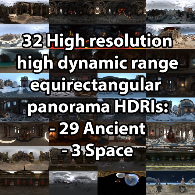 32 hdris - ancient and space 8192x4096x32bit hdr Model 3D .c4d .max .obj .3ds .fbx .stl .blend 