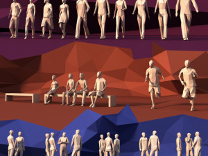 people standing walking running and sitting s 3D Model