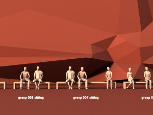 people standing walking running and sitting s 3D मॉडल