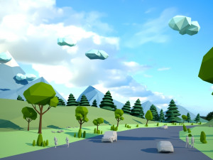 lowpoly super pack people trees cars 3D Model