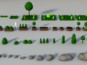 lowpoly super pack people trees cars 3D Model