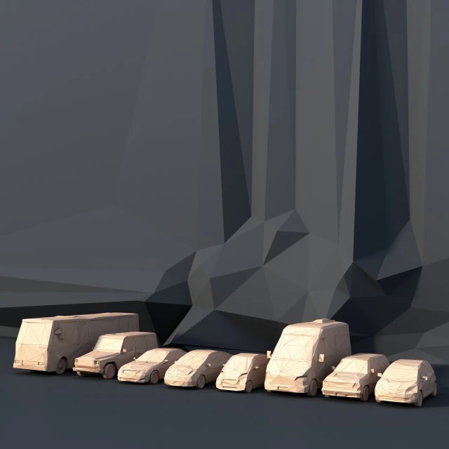 8 paket mobil lowpoly Model 3D .c4d .max .obj .3ds .fbx .stl .blend 