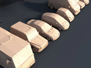 8 paket mobil lowpoly Model 3D