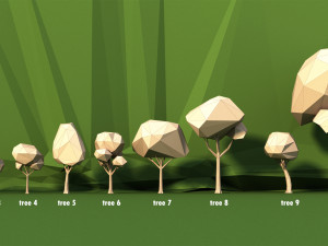 lowpoly trees spruce bushes stones pack 3D 모델