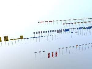 360 pieces of road signs 3D Model