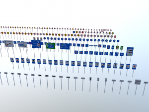 360 pieces of road signs 3D Model