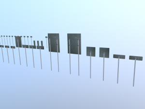 360 pieces of road signs 3D Model