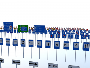 360 pieces of road signs 3D Model