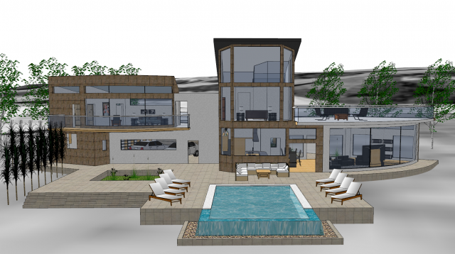modern single family villa Model 3D .c4d .max .obj .3ds .fbx .stl .blend 