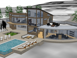 modern single family villa Model 3D