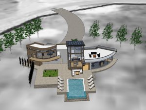 modern single family villa Model 3D