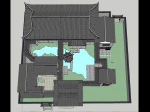 modern single family villa Modello 3D