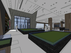 модернізм стиль продаж офіс комерційний критий 3D Модель