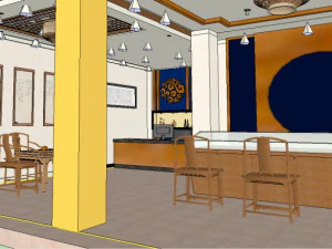 commercial interior antique shop decoration design chinese style 3D Model