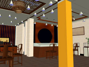 commercial interior antique shop decoration design chinese style 3D Model