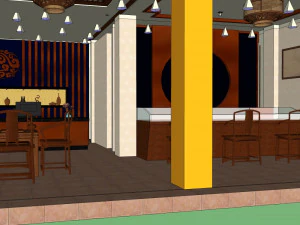 commercial interior antique shop decoration design chinese style 3D Model