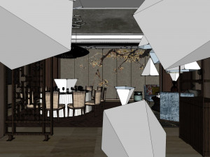 business interior hotel box decoration design chinese style Model 3D