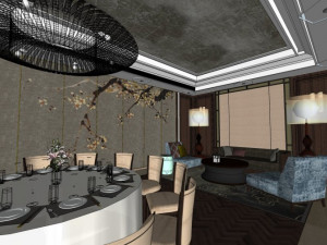 business interior hotel box decoration design chinese style 3D 모델