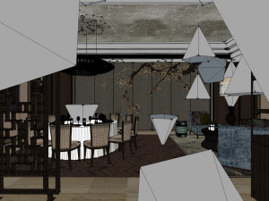 business interior hotel box decoration design chinese style 3D 모델