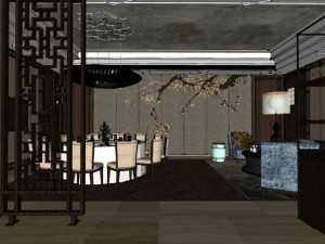 business interior hotel box decoration design chinese style 3D 모델