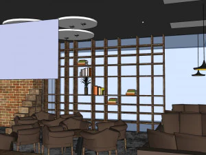business interior coffee shop decoration design european style 3D Model