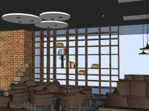 business interior coffee shop decoration design european style Modello 3D