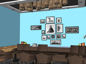 business interior coffee shop decoration design european style Modello 3D