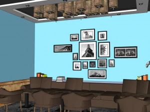 business interior coffee shop decoration design european style 3D Model