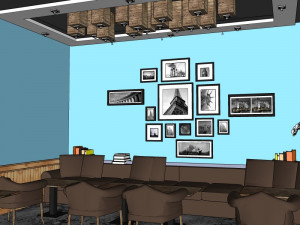 business interior coffee shop decoration design european style Modello 3D