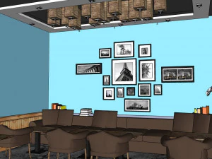 business interior coffee shop decoration design european style 3D Model