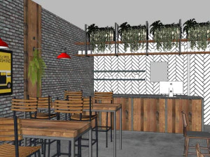 बिजनेस इंटीरियर कैफे सजावट डिजाइन आधुनिकतावाद शैली 3D मॉडल