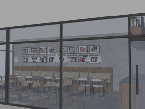 business interior cafe decoration design modernism style 3D Model