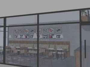 business interior cafe decoration design modernism style 3D Model