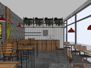 business interior cafe decoration design modernism style 3D Model