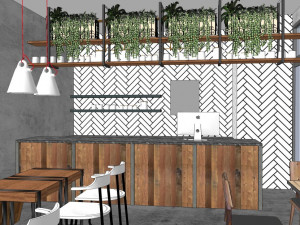 business interior cafe decoration design modernism style 3D Model