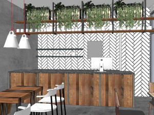 business interior cafe decoration design modernism style 3D Model