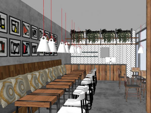 business interior cafe decoration design modernism style 3D Model