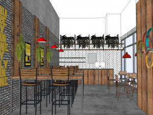 business interior cafe decoration design modernism style 3D Model